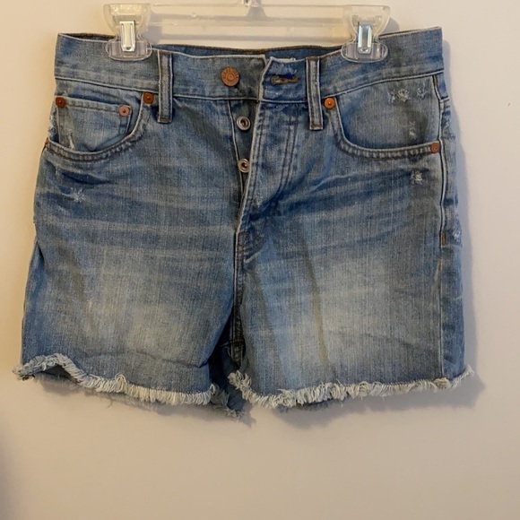 Madewell Frayed Hem Button Fly Denim Shorts - Picture 2 of 5